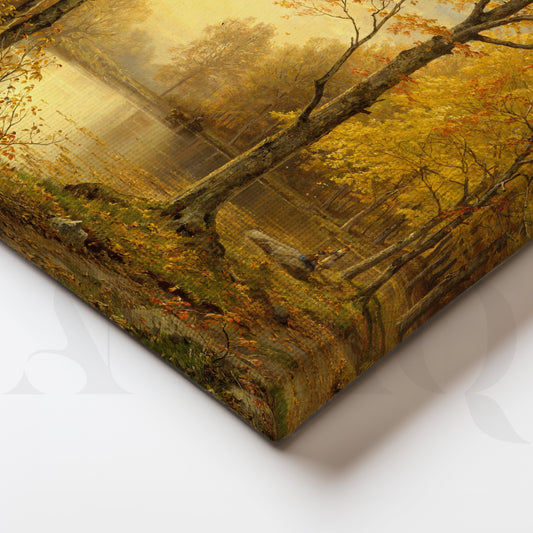 Golden Autumn Forest Canvas Artwork for Living Room & Study Walls