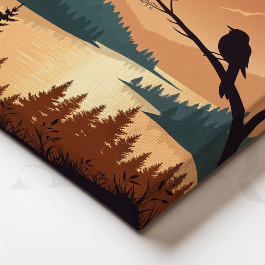 Sunset Mountain Lake Landscape Wall Artwork (Ready to Ship)