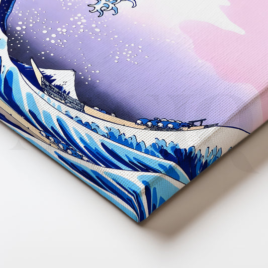 Pastel Great Wave Canvas Painting for Bedroom or Living Room