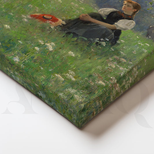 Girl in Meadow Canvas Artwork for Bedroom & Reading Nook