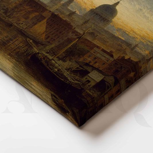Vintage European Harbour Canvas Artwork
