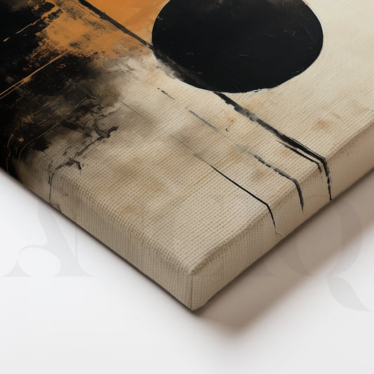 Modern Abstract Black Circle Canvas Artwork for Living Room