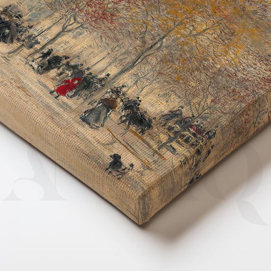 Vintage City Park Scene Canvas Artwork