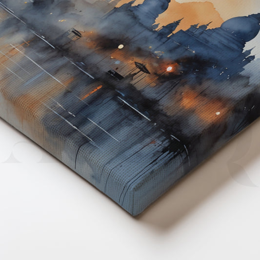 Serene Abstract Cityscape Canvas Artwork