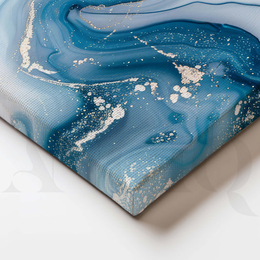 Blue Marble Abstract Gallery Wall Canvas Artwork Set of 3 - 18 x 24 Inches