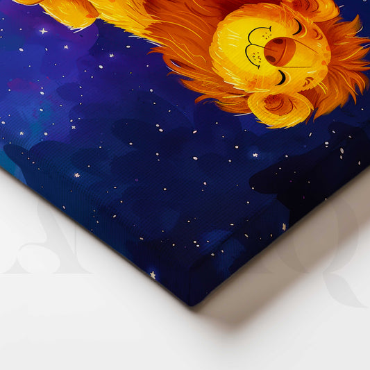 Little Lion Under the Stars Kids Canvas Artwork
