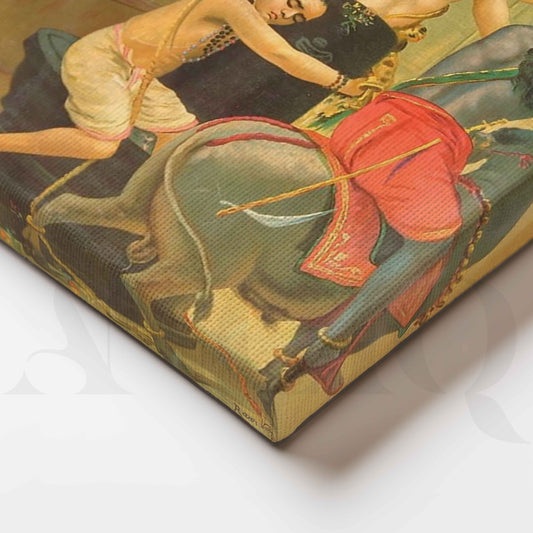 Shiva Parvati with Ganesha by Raja Ravi Varma Canvas Artwork