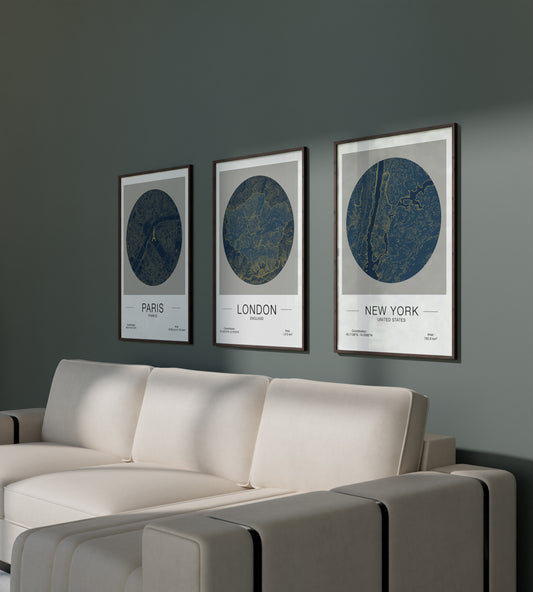 Across the Atlantic: A Triptych of Global Icons (New York, London, Paris) Canvas Wall Posters