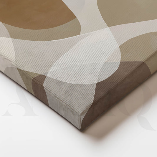 Neutral Beige Abstract Canvas Artwork with Flowing Organic Forms