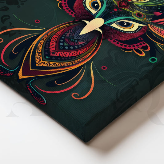 Colorful Decorative Owl Canvas Artwork (Ready to Ship)