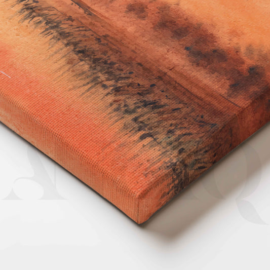Orange Mist Lake Canvas Artwork