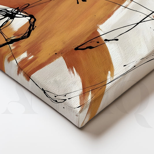 Ochre Brushstroke Canvas Artwork for Office/Study Room