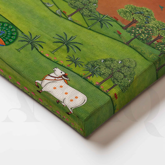 Pastoral Folk Landscape Canvas Artwork for Living Room