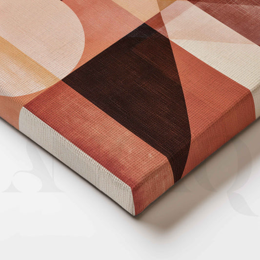 Terracotta and Burgundy Geometric Abstract Canvas Artwork