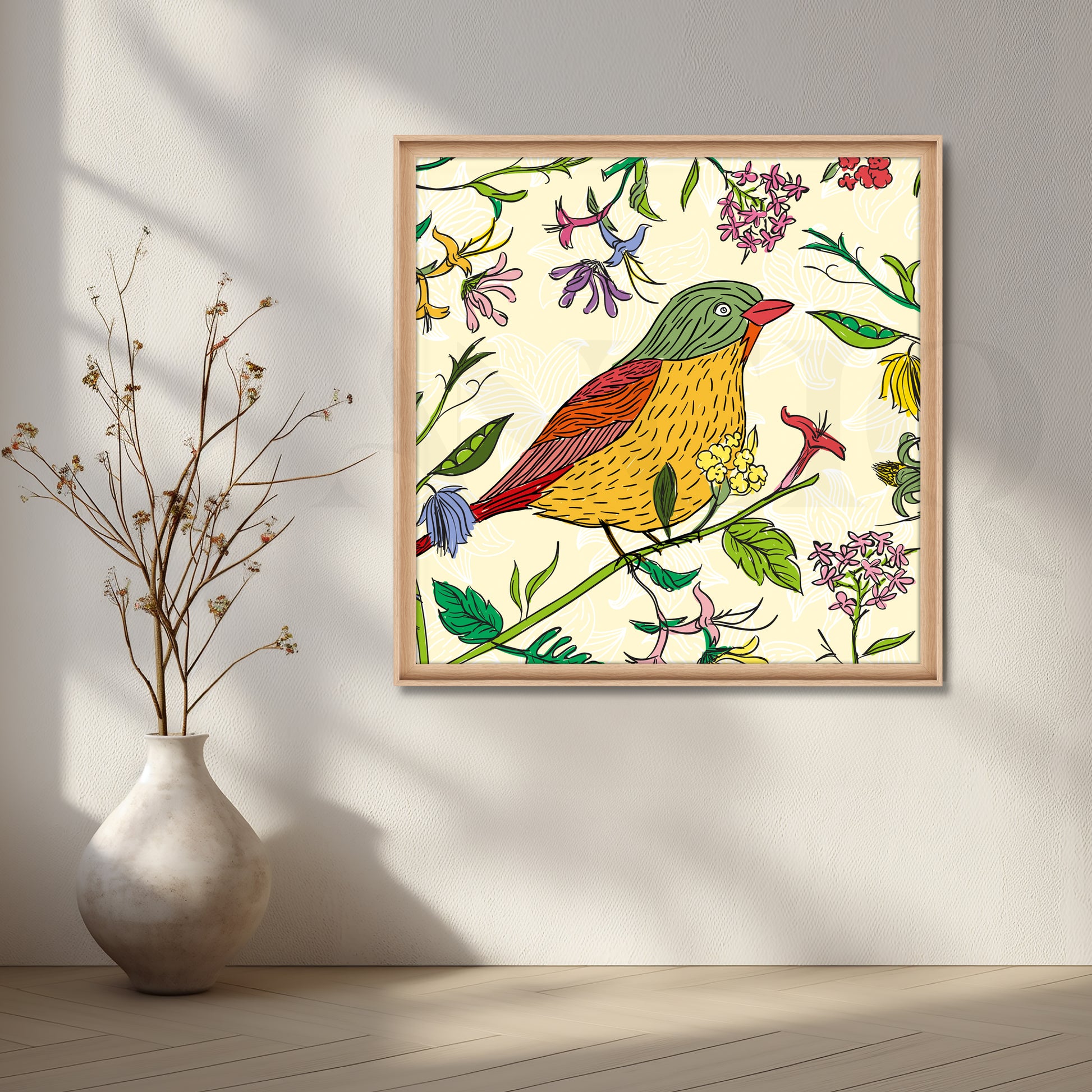 Songbird in Spring Canvas Artwork for Living Room