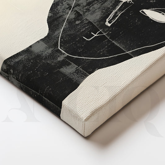 Black Abstract Face Canvas Artwork for Office/Study Room