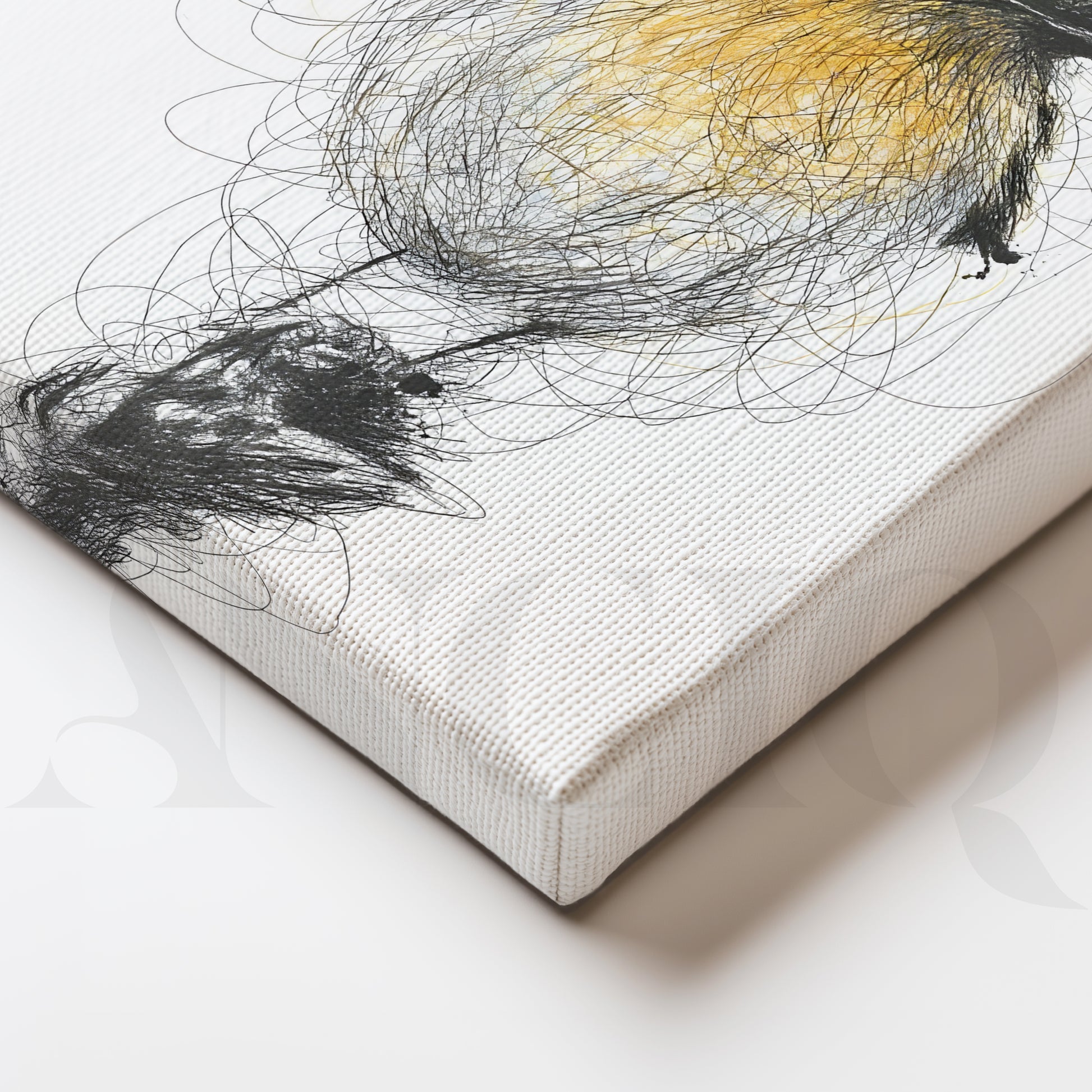 Yellow Songbird Sketch Canvas Artwork for Stylish Bedroom