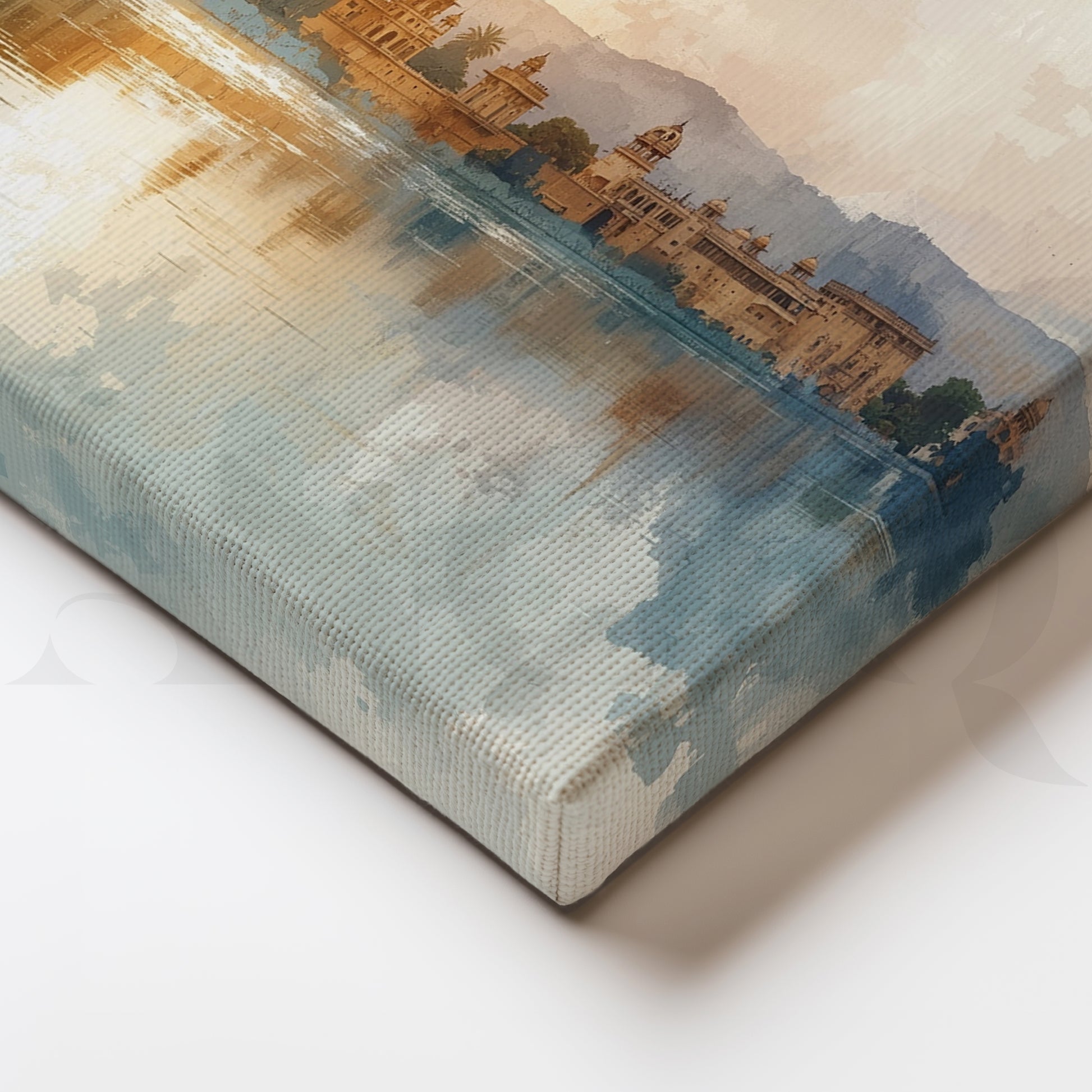 Udaipur Palace Watercolor Canvas Artwork for Stylish Bedroom