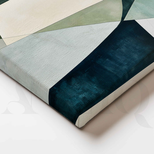 Sage Green Angular Geometry Minimalist Abstract Canvas Artwork