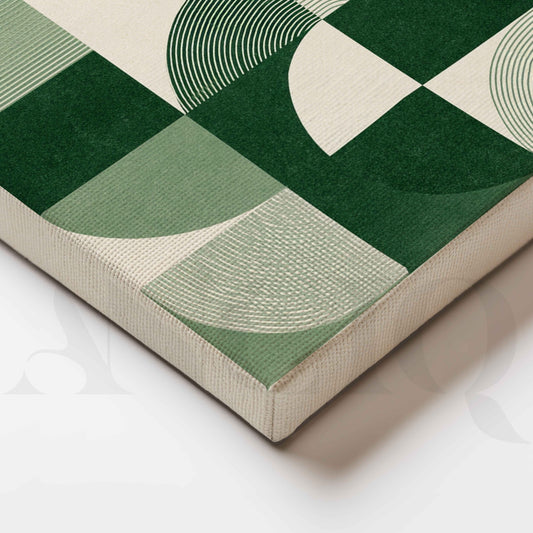 Sage Green Geometric Curves Minimalist Canvas Artwork