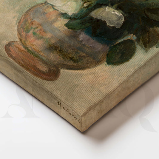 Vintage White Floral Vase Canvas Artwork for Entryway/Hallway