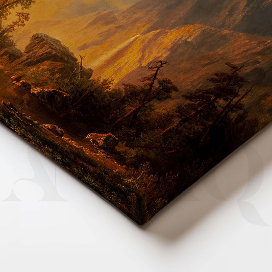 Golden Sunset Mountain Landscape Canvas Artwork