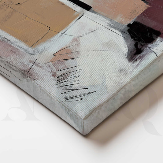 Blush Burgundy and Black Abstract Canvas Artwork