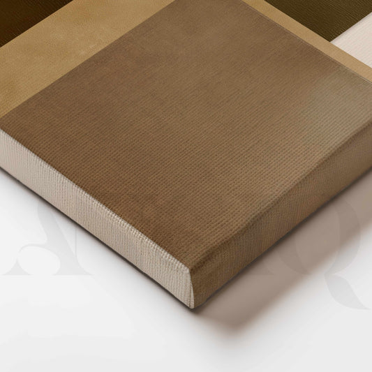Brown and Beige Geometric Abstract Canvas Artwork