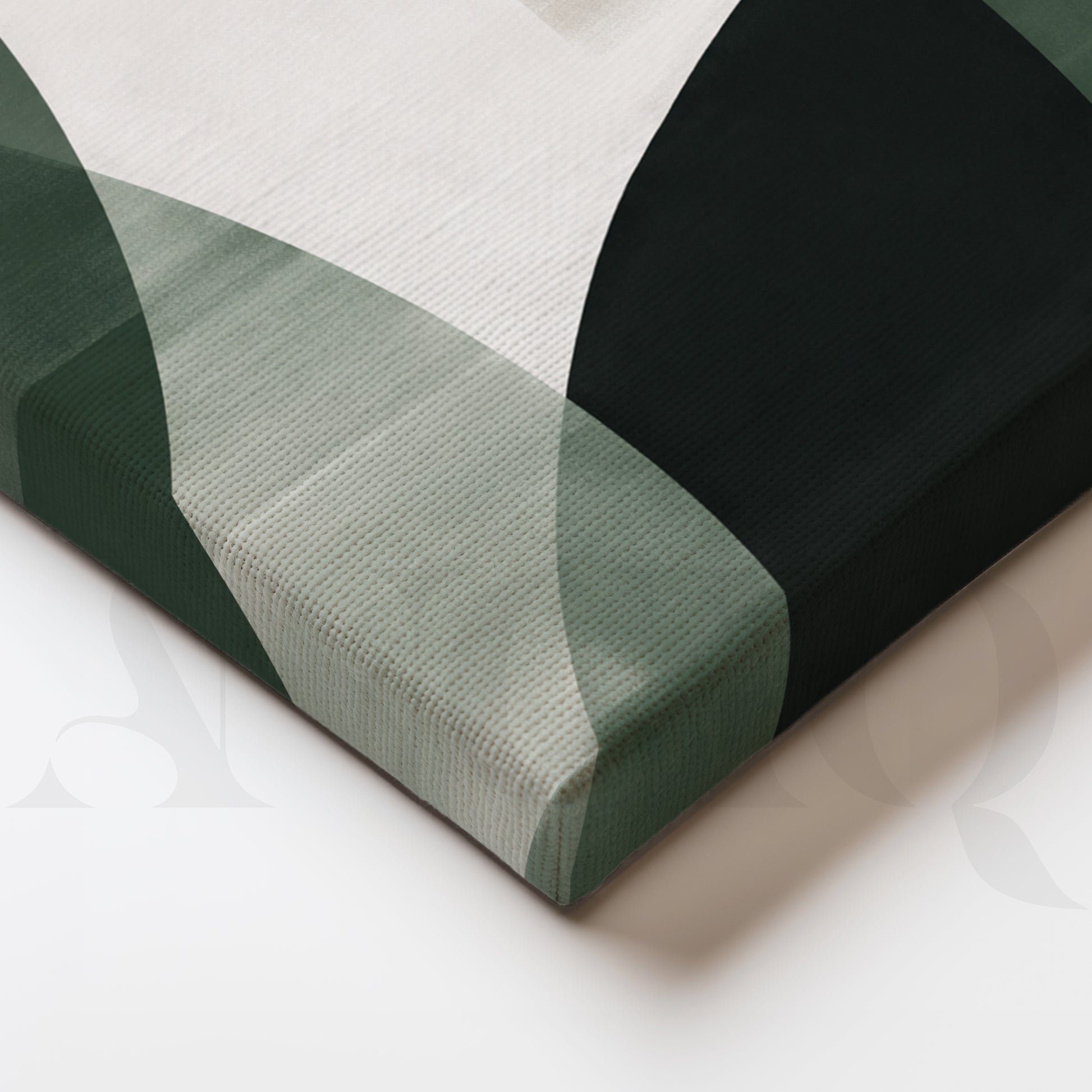 Deep Green Geometric Flow Gallery Wall – Set of 3 Abstract Artworks - 18 x 24 Inches for Living Room
