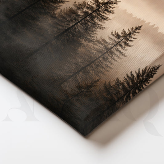 Misty Forest Layers Gallery Wall – Set of 3 Minimal Mountain Artworks - 18 x 24 Inches