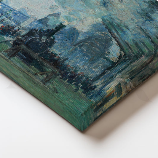 Paris Station Smoke Impressionist Canvas Painting for Hallway