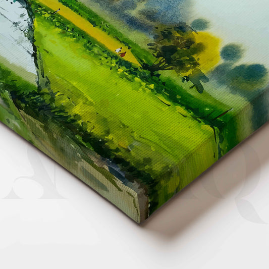 Green Countryside Pond Canvas Artwork