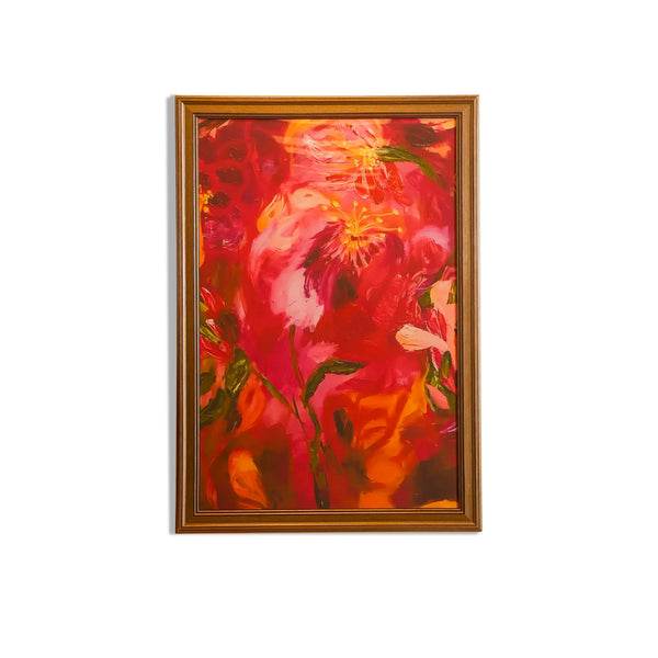 Crimson Floral Expression Framed Artwork