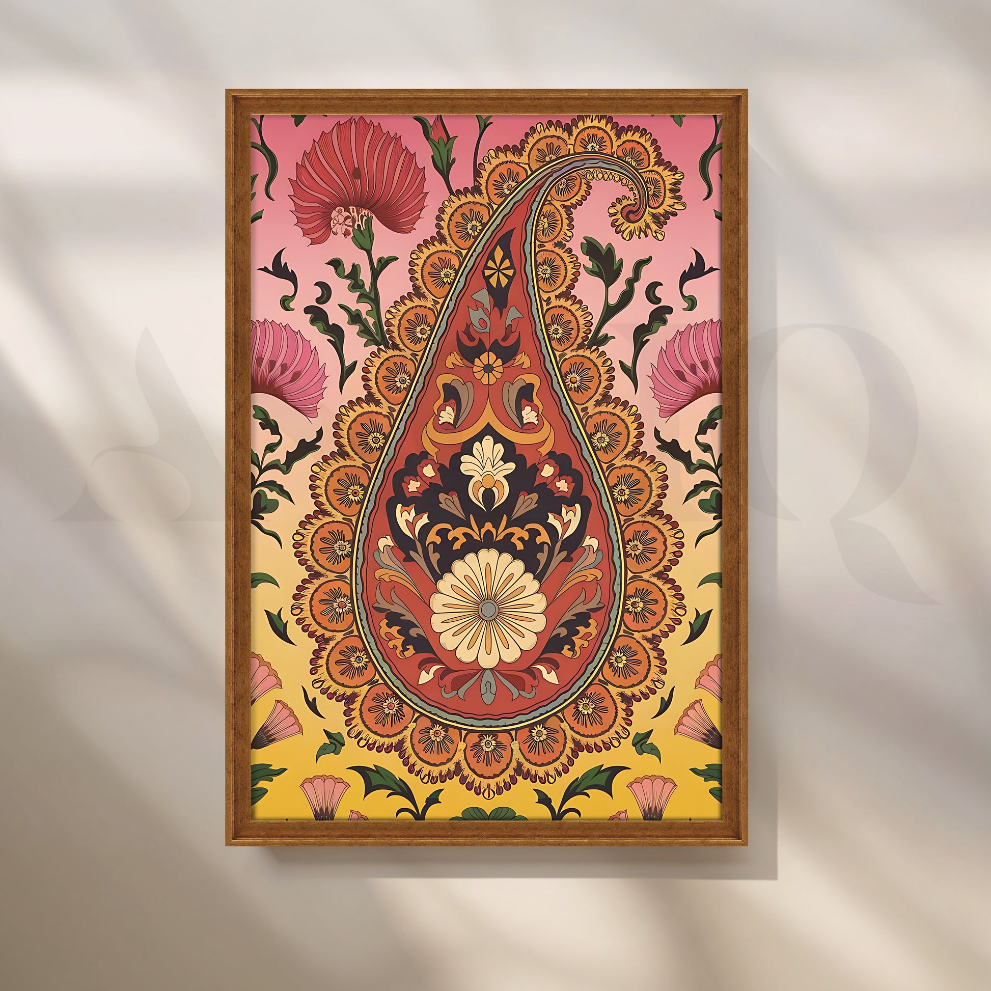 Regal Paisley Bloom Canvas Artwork for Stylish Bedroom