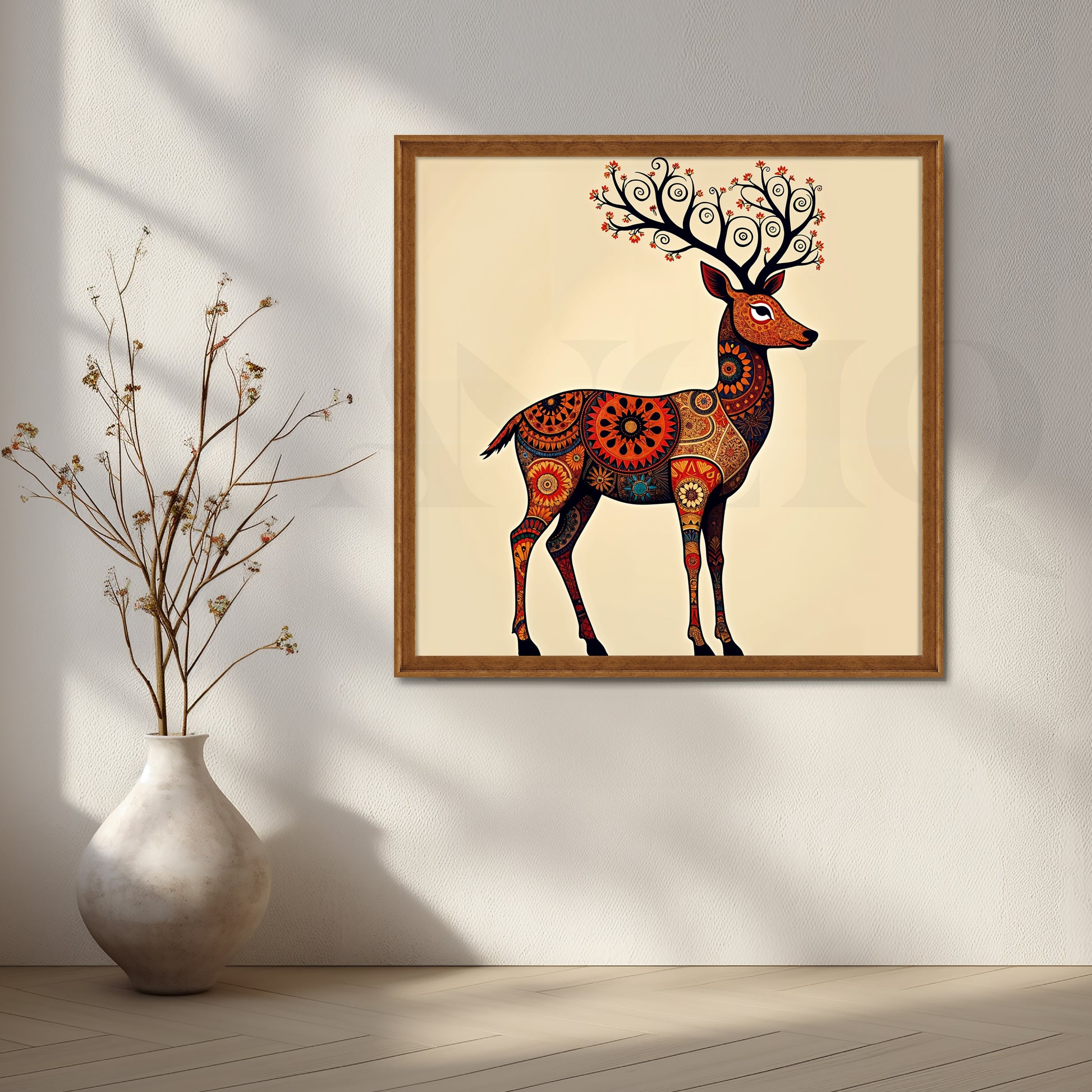 Mandala Stag Canvas Artwork for Living Room