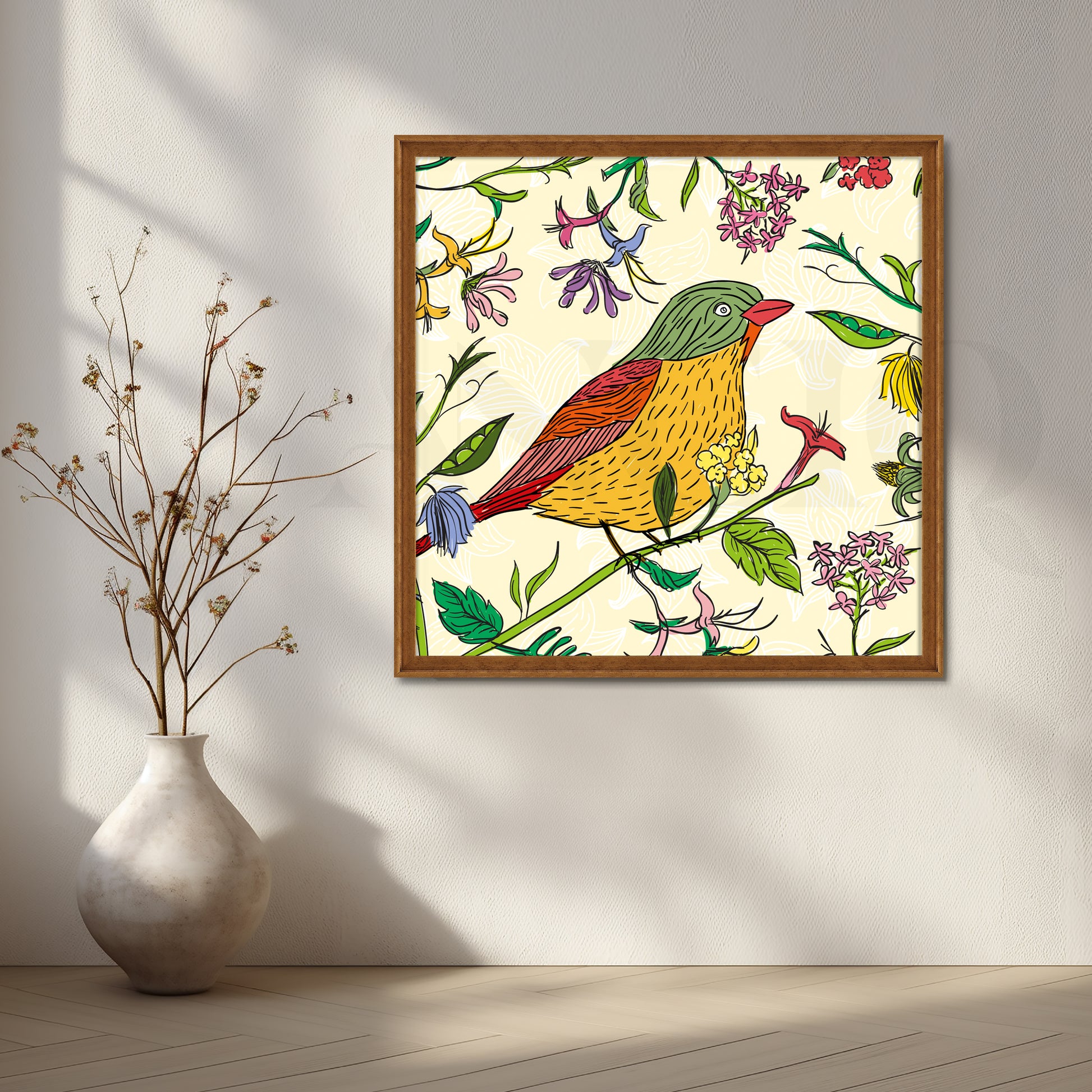Songbird in Spring Canvas Artwork for Living Room