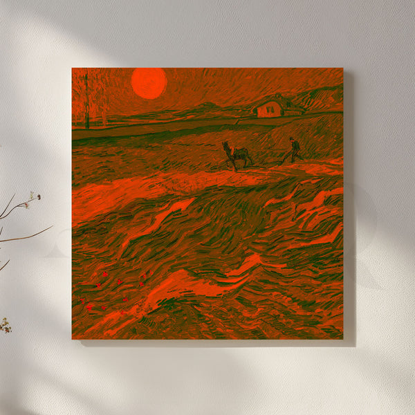 Red Sunset Landscape Canvas Artwork (Ready to Ship)