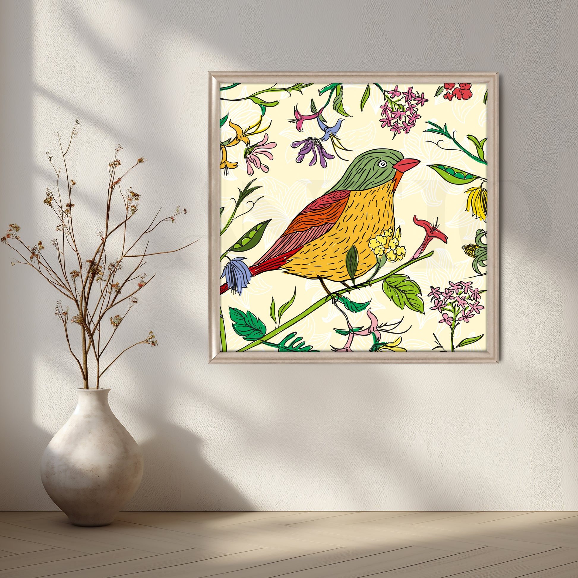 Songbird in Spring Canvas Artwork for Living Room