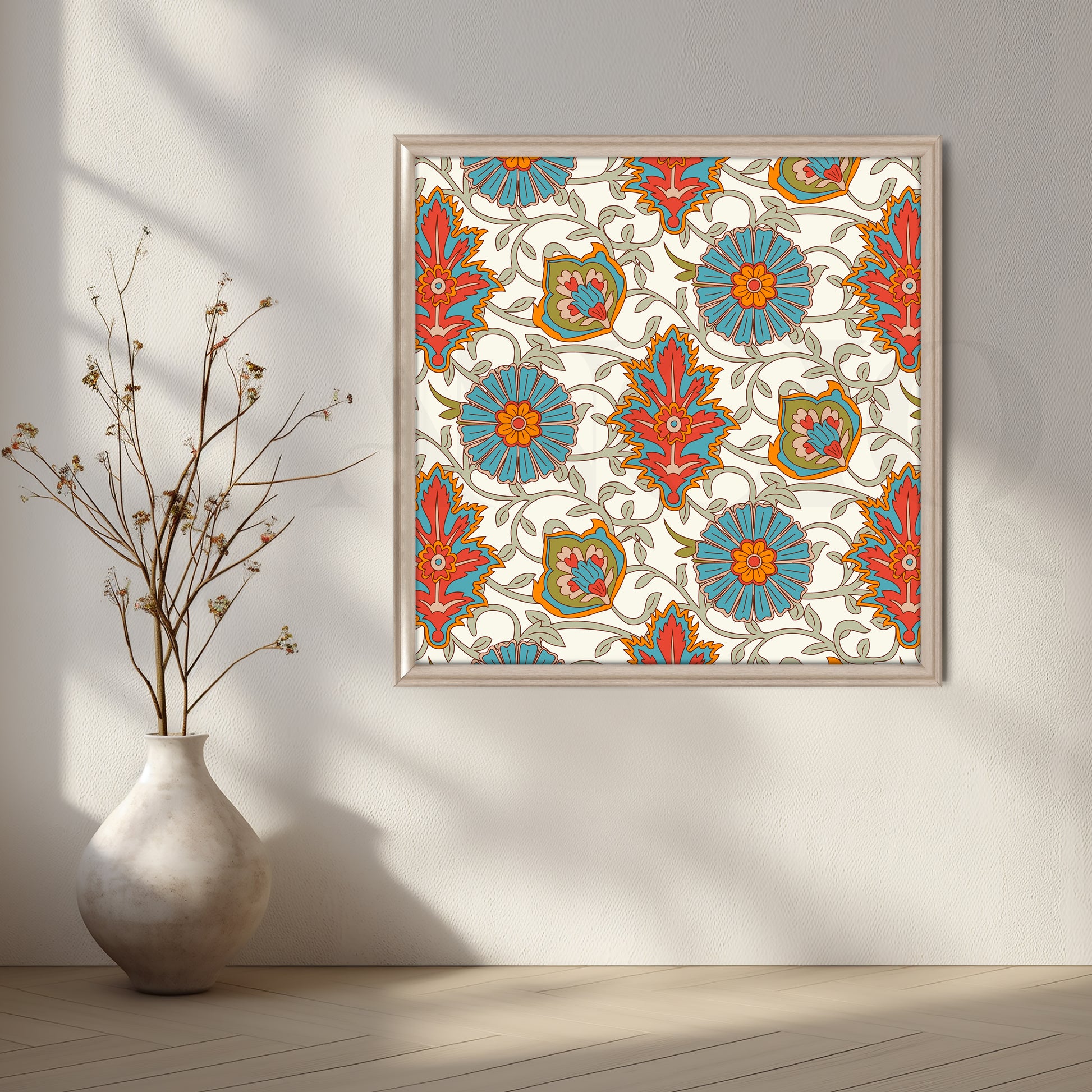 Heritage Floral Pattern Canvas Artwork for Stylish Bedroom