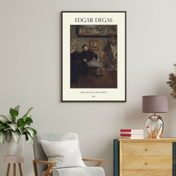Premium Framed Canvas Edgar Degas - Portrait of James Tissot Vintage Painting Canvas Wall Art