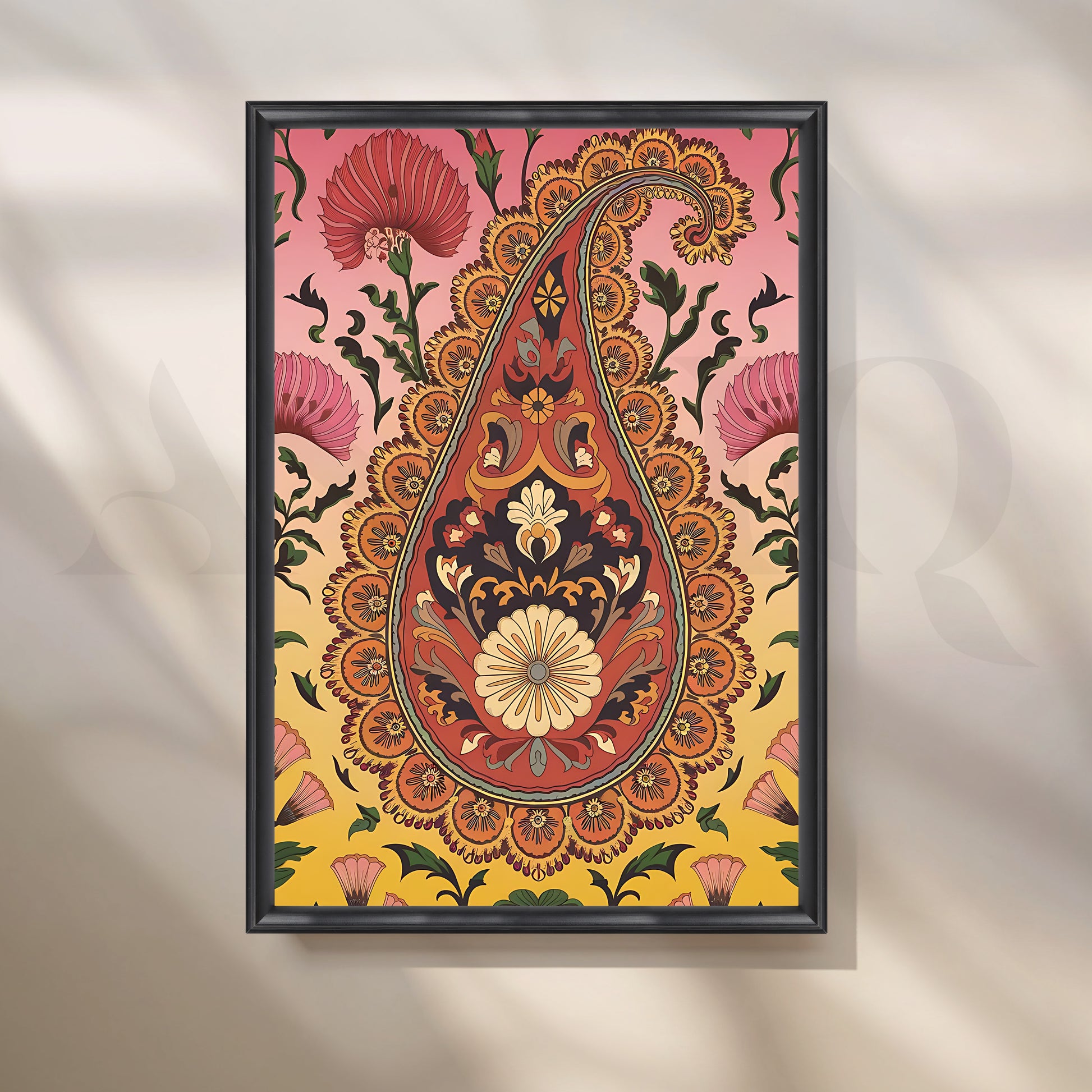 Regal Paisley Bloom Canvas Artwork for Stylish Bedroom