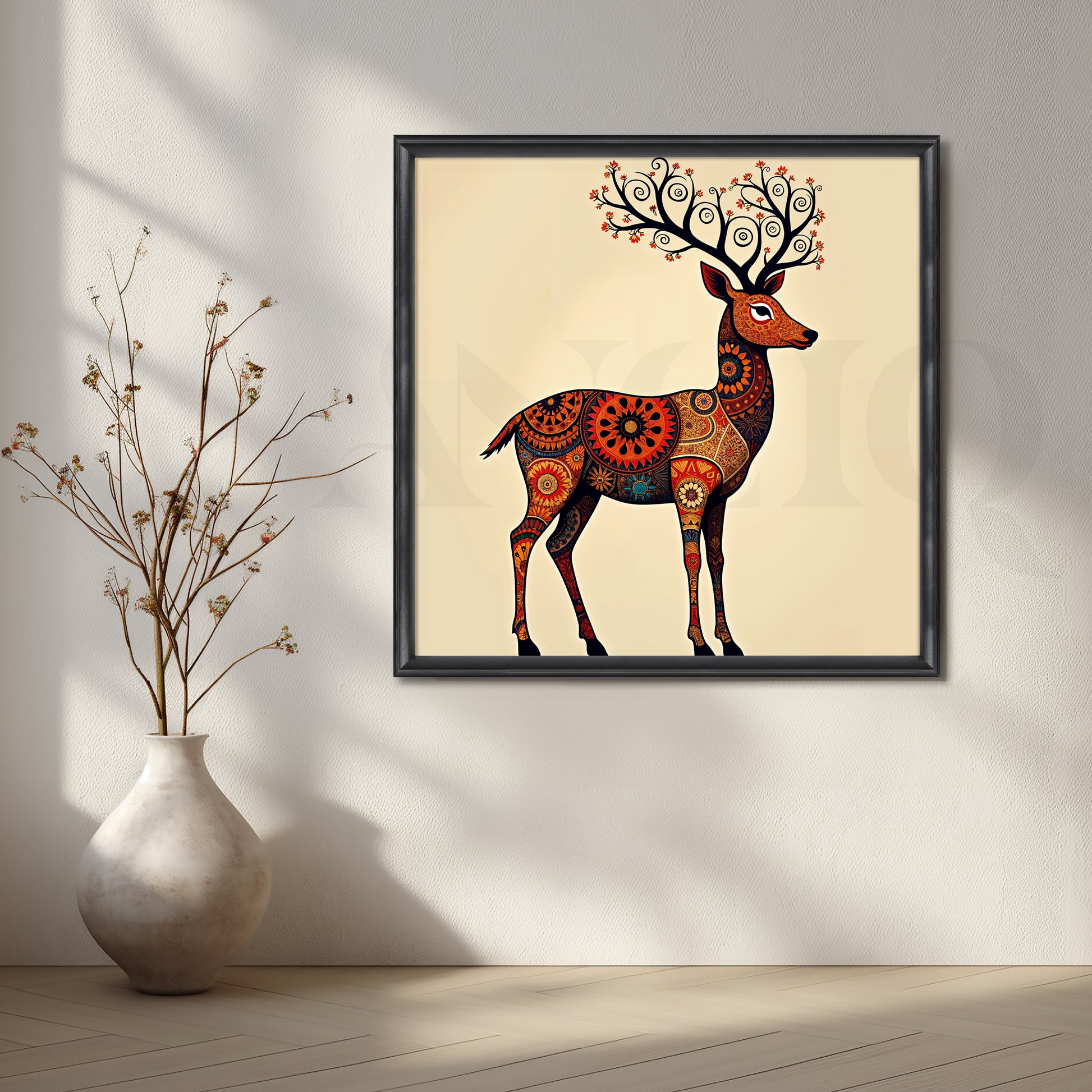 Mandala Stag Canvas Artwork for Living Room