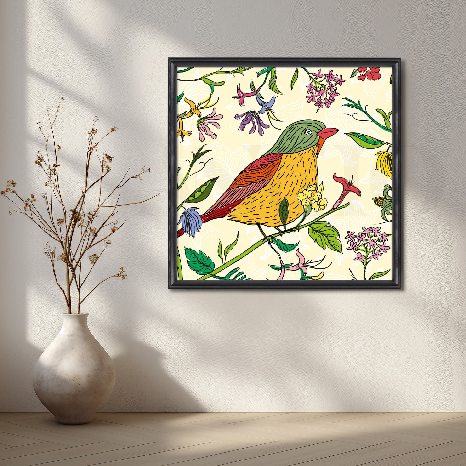 Songbird in Spring Canvas Artwork for Living Room