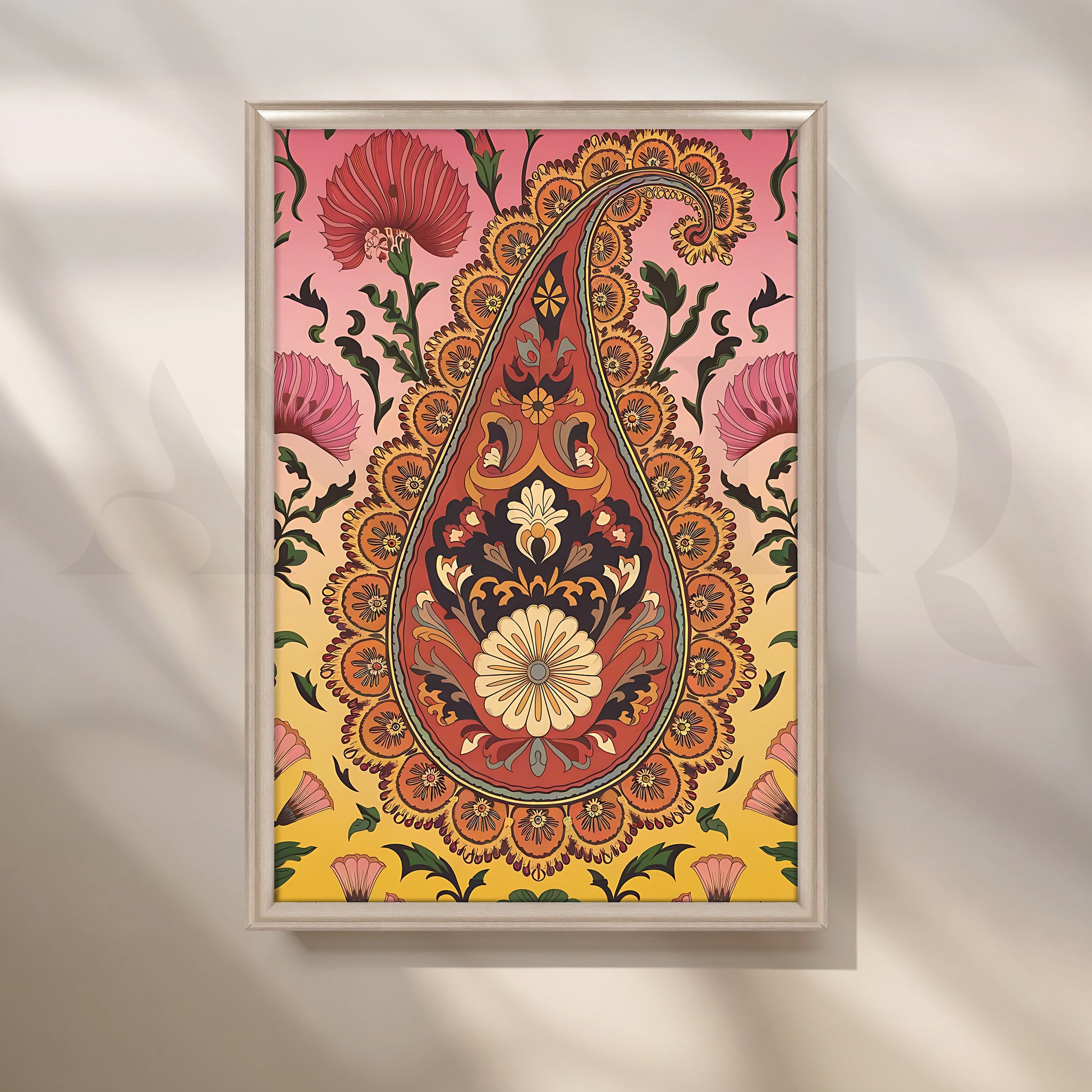 Regal Paisley Bloom Canvas Artwork for Stylish Bedroom