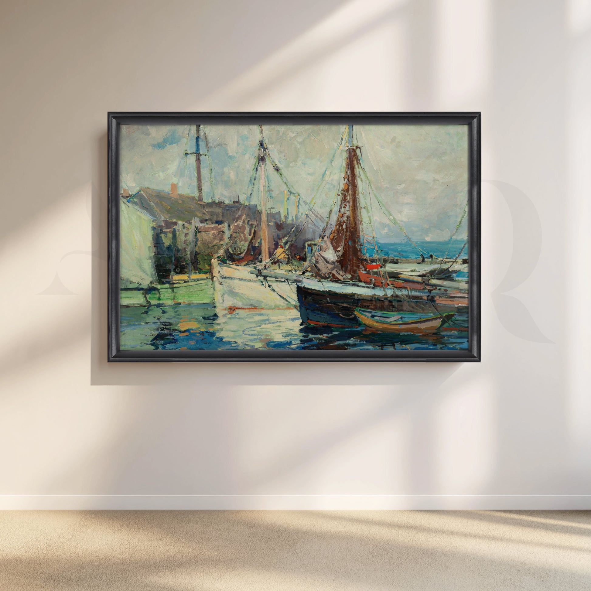 Old Harbor Dock Canvas Artwork for Office/Study Room