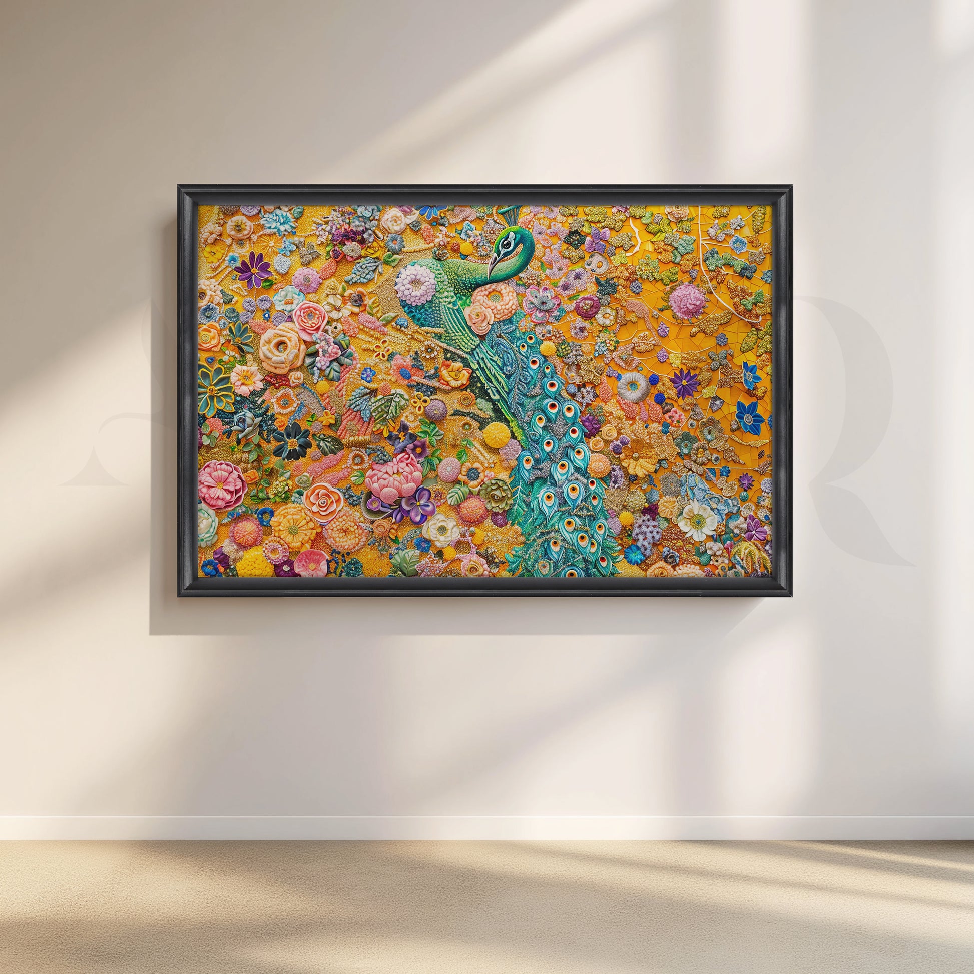 Floral Symphony Peacock Canvas Artwork - Img-03