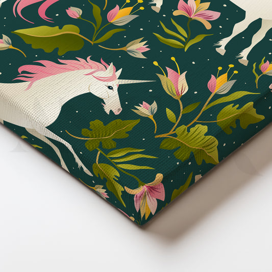 Midnight Unicorn Garden Canvas Artwork for Kids’ Room & Nursery Décor