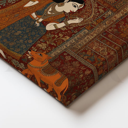 Devi in Kalamkari Canvas Artwork for Home Temple