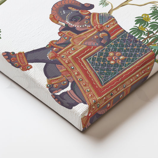 Tropical Jungle Elephant Botanical Canvas Art