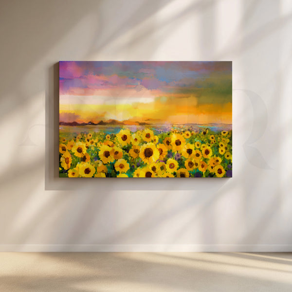 Golden Horizon Bloom Canvas Artwork